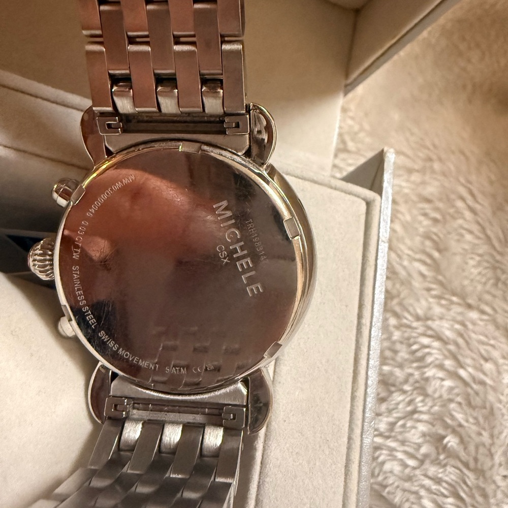 Michele Stainless Steel Watch with Pearl Dial - Picture 9 of 12